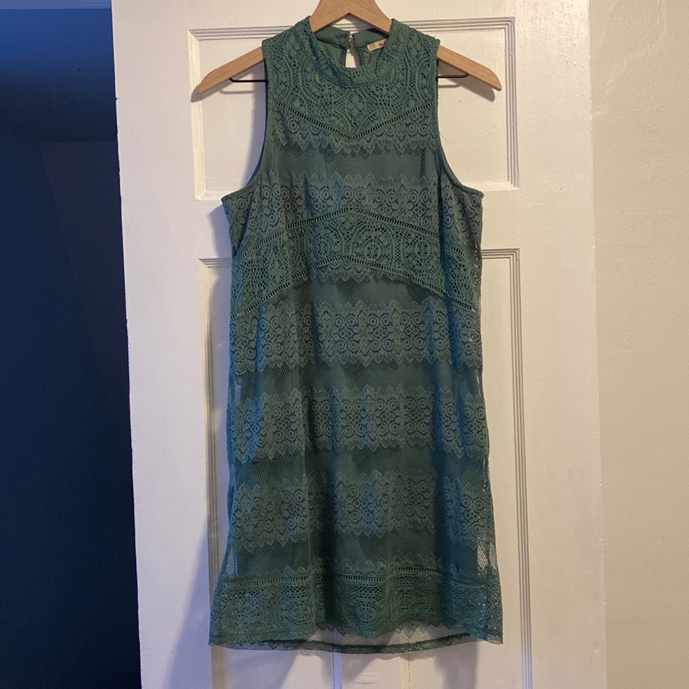 Green High Neck Dress